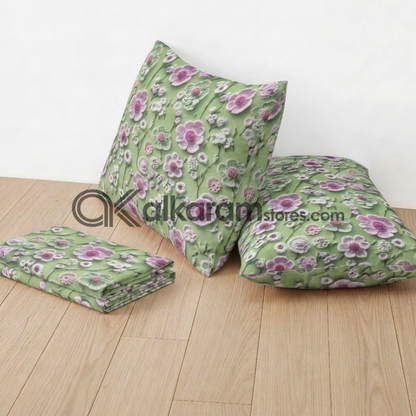 Pure Cotton 3pc Bedsheet Emerald Bloom