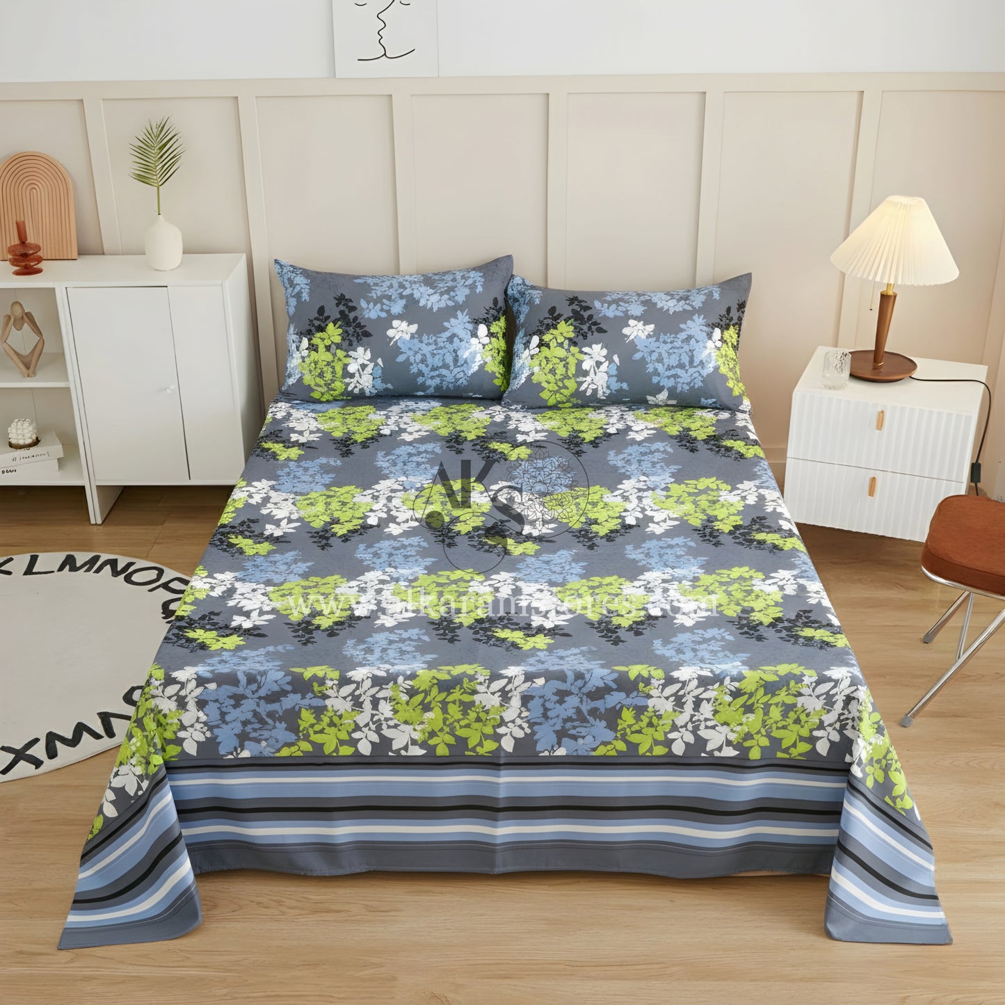 Crystal Cotton 3pc Bedsheet Limegreen Floral