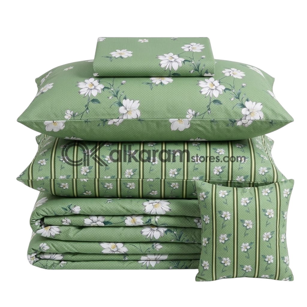 7pc Cotton Comforter Set SeeGreen Flower