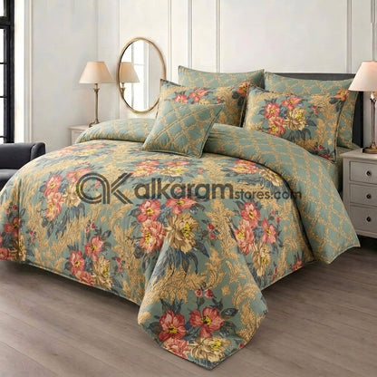 7pc Cotton Comforter Set Green Pearl