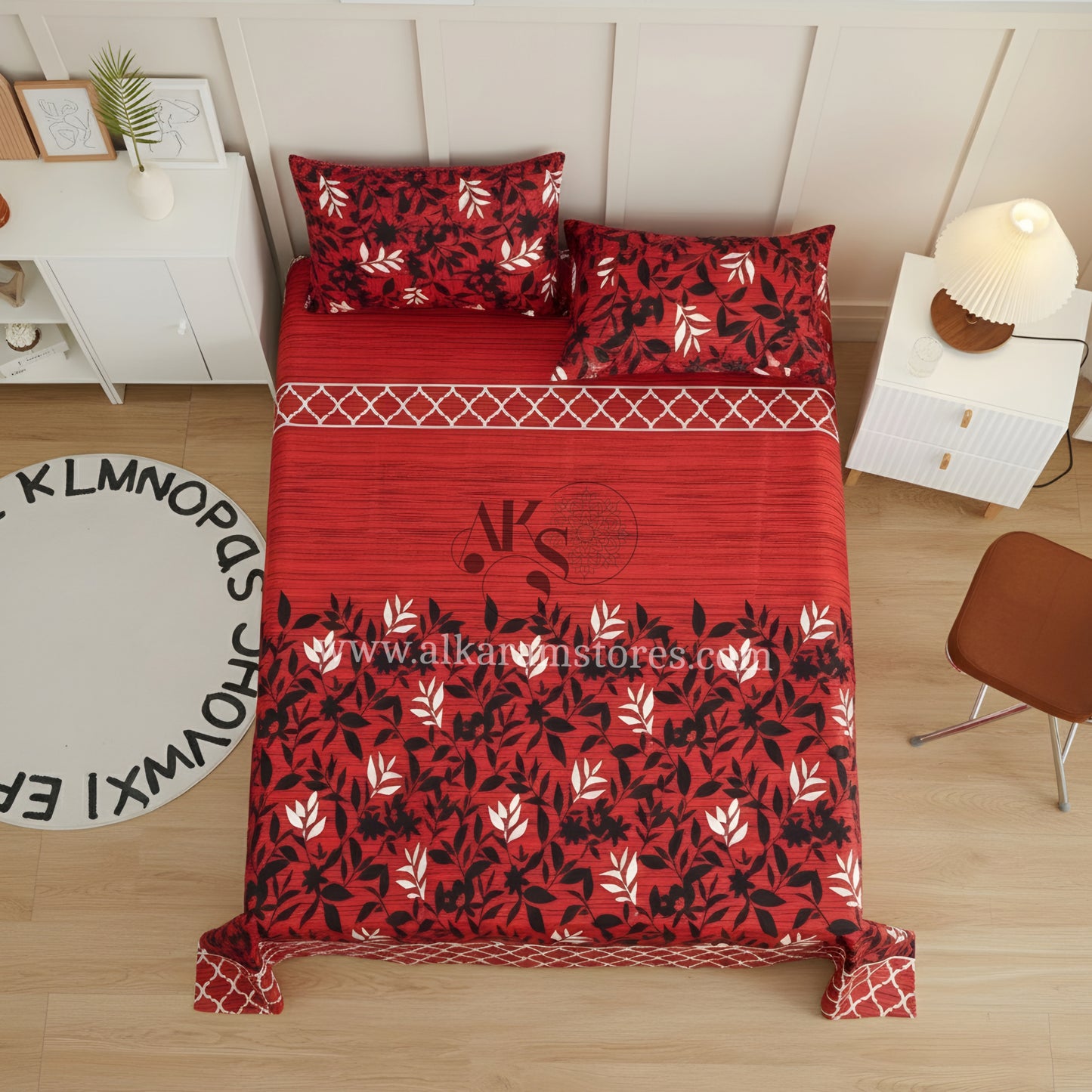 Crystal Cotton 3pc Bedsheet Red Lattice