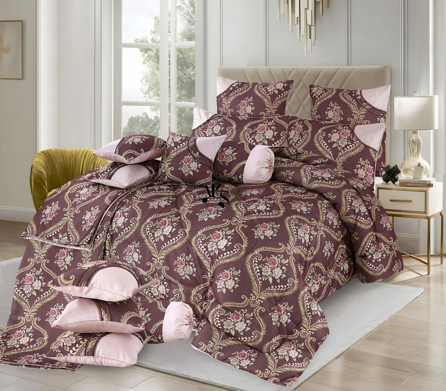 14pc Plum Paisley Bridal Set
