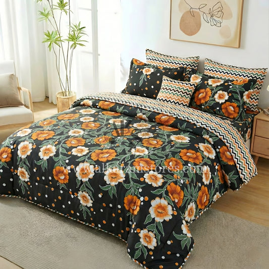7pc Cotton Comforter Sun Flower Bushes
