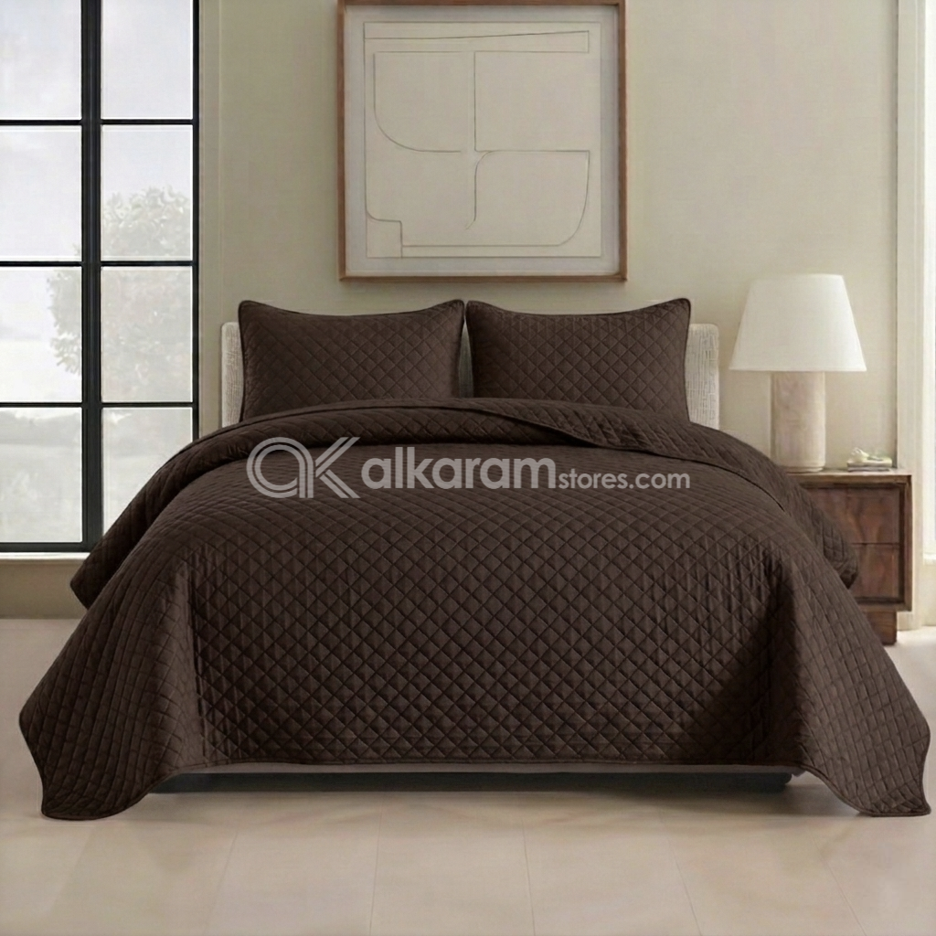 Dark Brown 3pc Bedspread