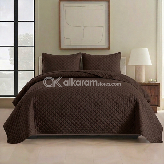 Dark Brown 3pc Bedspread