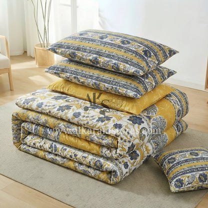 7pc Cotton Comforter Set Yellow Dunes