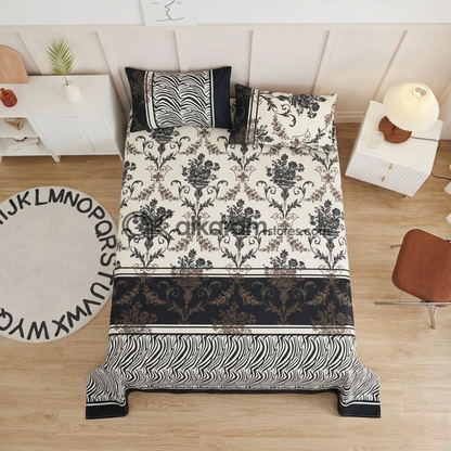 Crystal Cotton 3pc Bedsheet White Damask