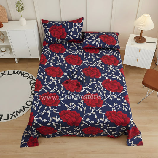 Crystal Cotton 3pc Bedsheet Wine Rose