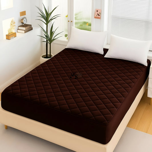 Dark Brown Quilted Mattress Protector