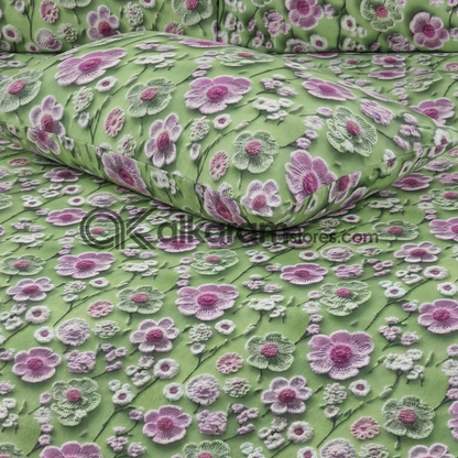 Pure Cotton 3pc Bedsheet Emerald Bloom