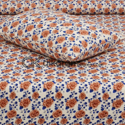 Pure Cotton 3pc Bedsheet Peach Rose