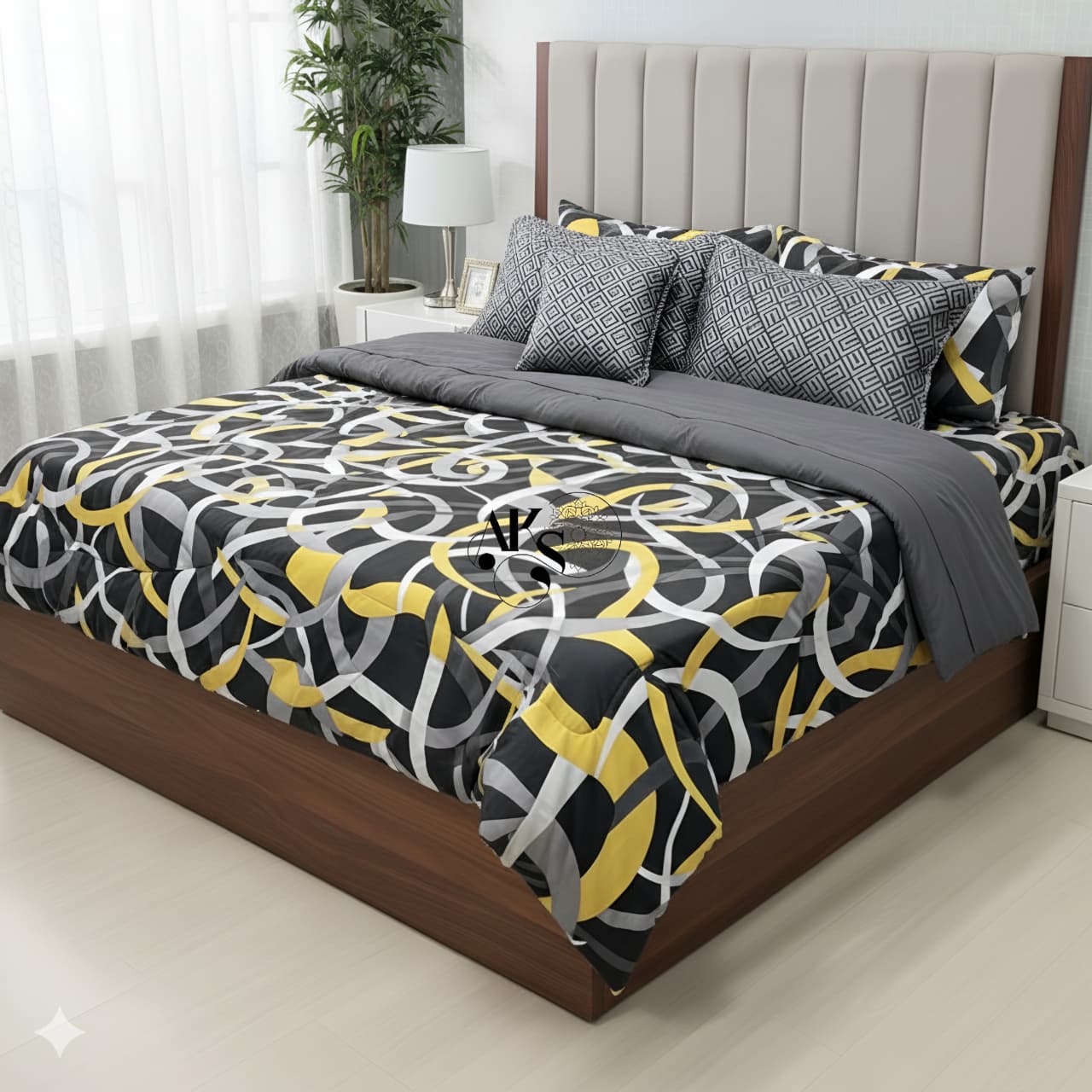 7pc Cotton Comforter Set Yelgrey Zigzag