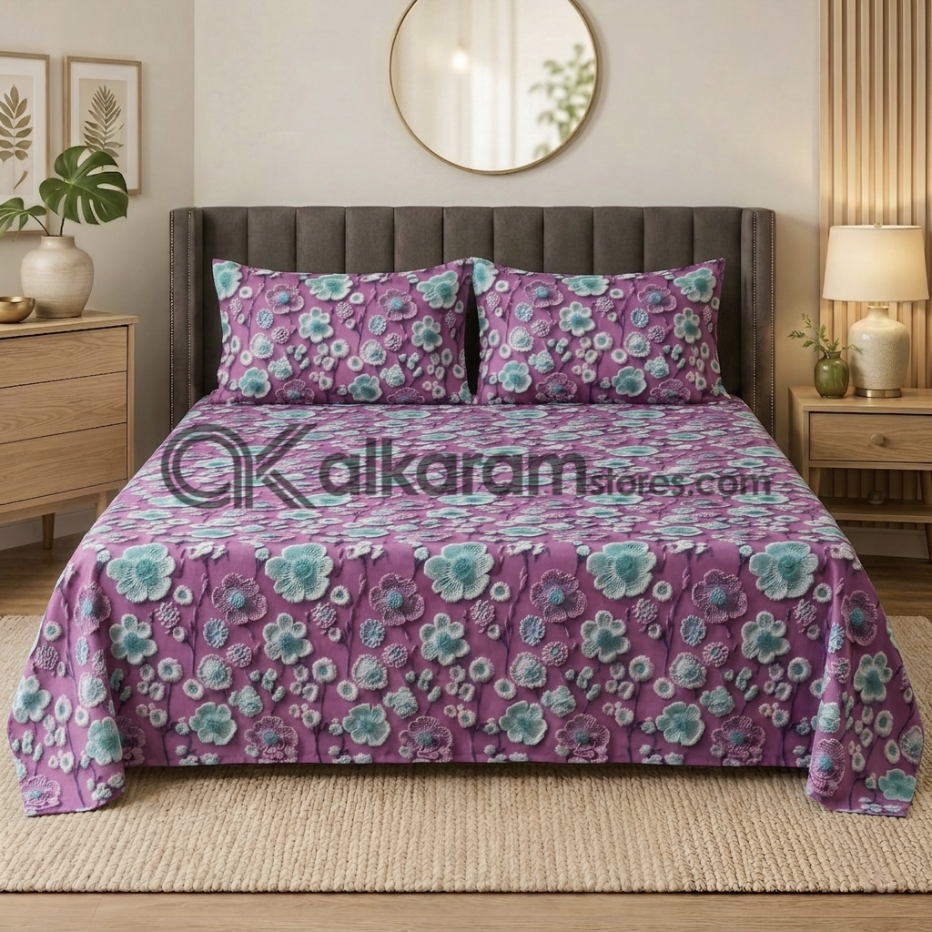 Pure Cotton 3pc Bedsheet Berry Frost