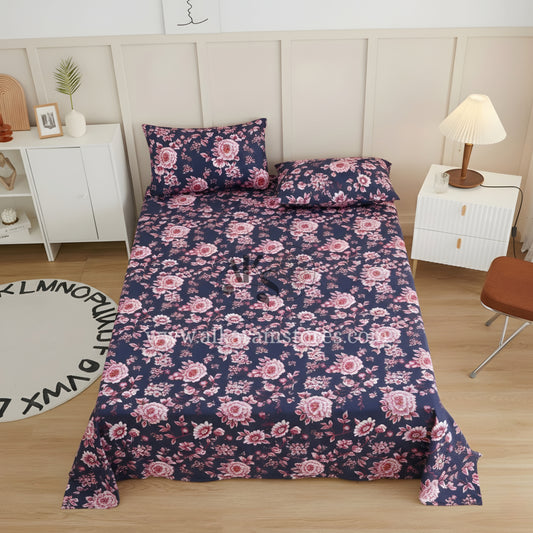 Crystal Cotton 3pc Bedsheet Pink Ornamental