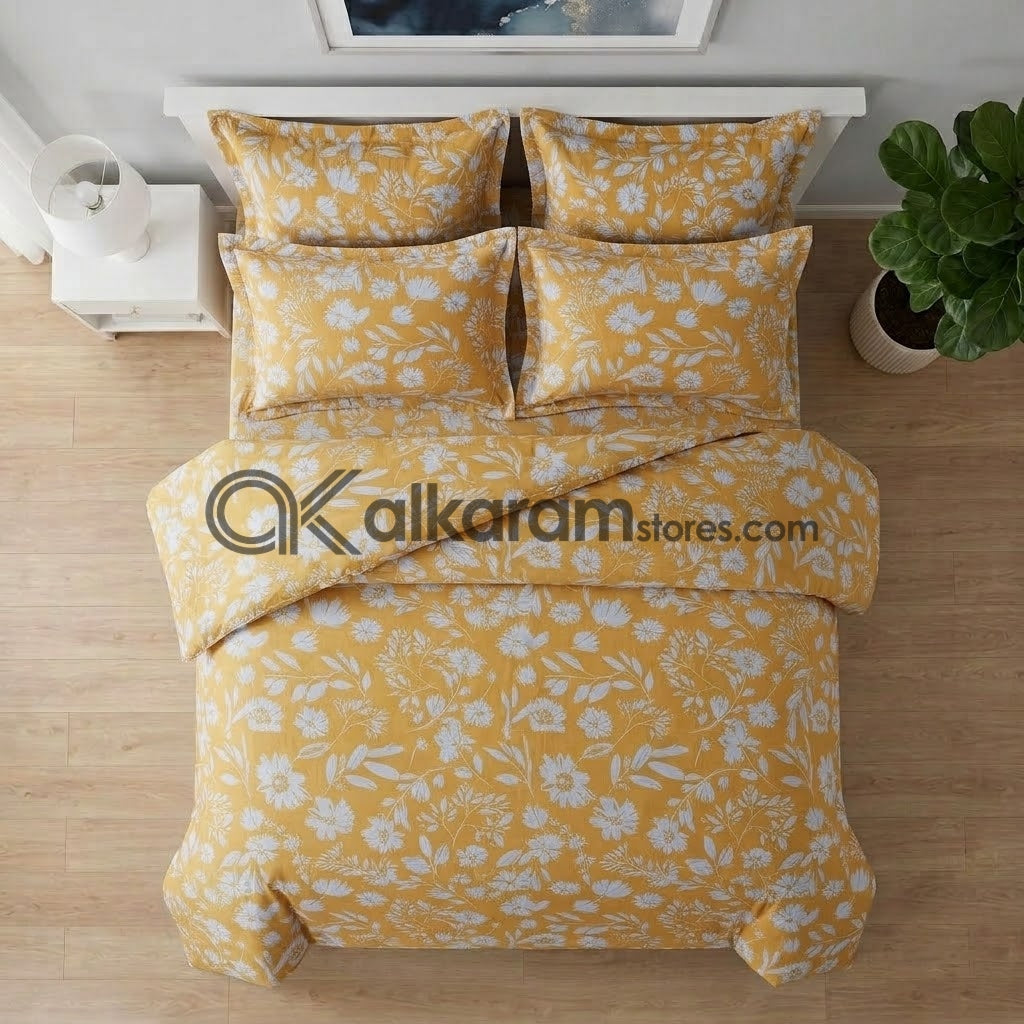 6 PC's Pure Cotton Comforter Set Mustard Bloom