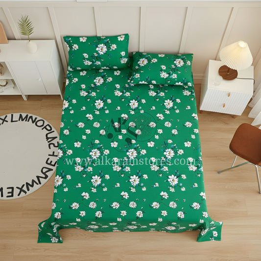 Crystal Cotton 3pc Bedsheet Seegreen flower