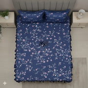 Cotton Frill 3pc Bedsheet Purple Hollyhock