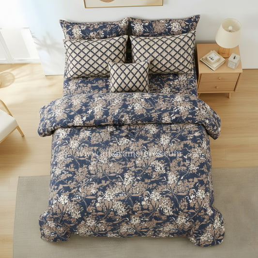 7pc Cotton Comforter Set Modern Botanical