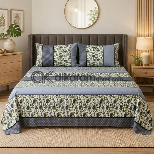 Crystal Cotton 3pc Bedsheet Grey Raspberry