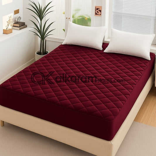 Mehroon Quilted Mattress Protector