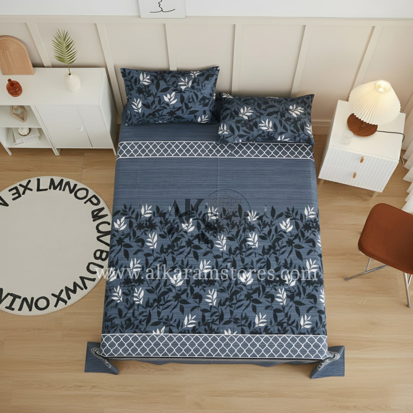 Crystal Cotton 3pc Bedsheet Grey Lattice