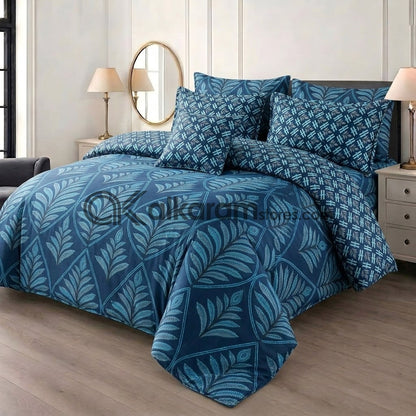 7pc Cotton Comforter Set Blue Crystal