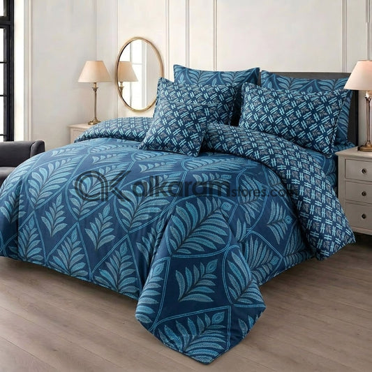 7pc Cotton Comforter Set Blue Crystal