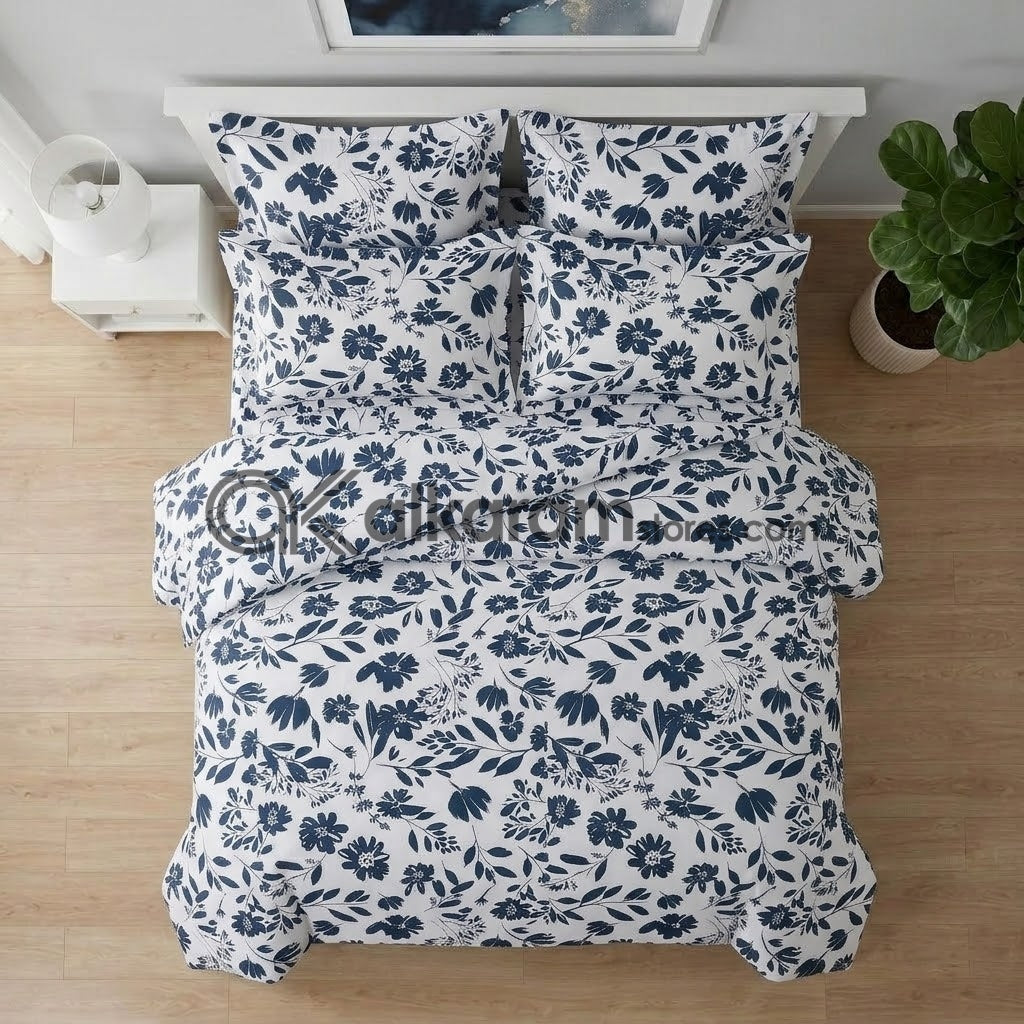 6 PC's Pure Cotton Comforter Set Midnight Vine
