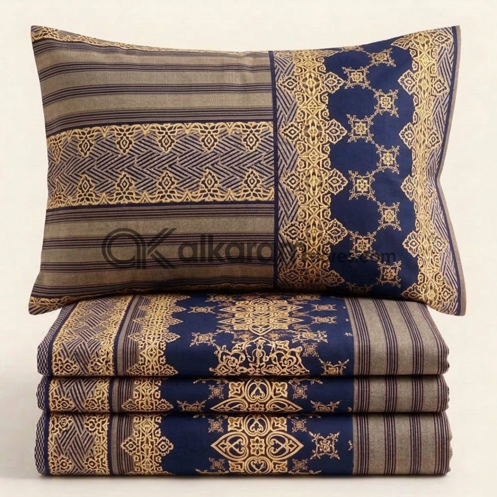 Crystal Cotton 3pc Bedsheet Blue Garnet