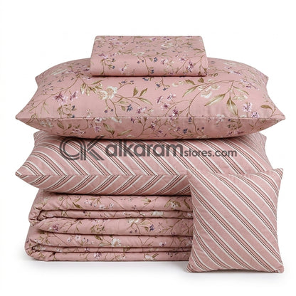 7pc Cotton Comforter Set Serenity Roses