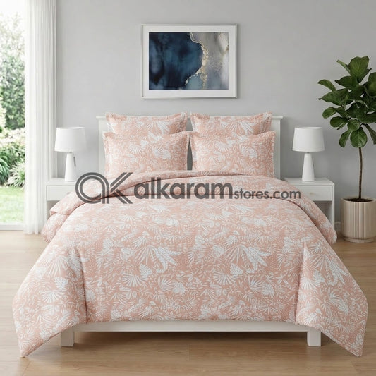 6 PC's Pure Cotton Comforter Set Peach Palm