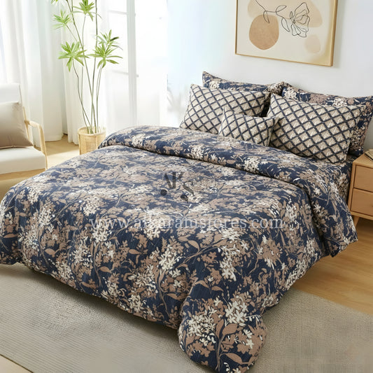 7pc Cotton Comforter Set Modern Botanical