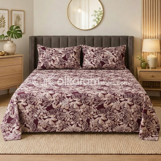 Crystal Cotton 3pc Bedsheet Wine Tropical