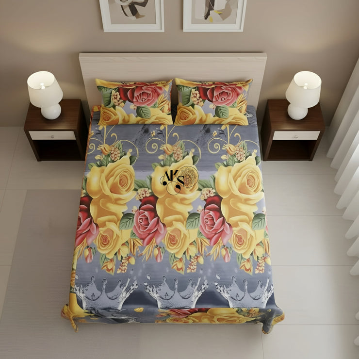 Crystal Cotton 3pc Bedsheet Yellow Drops