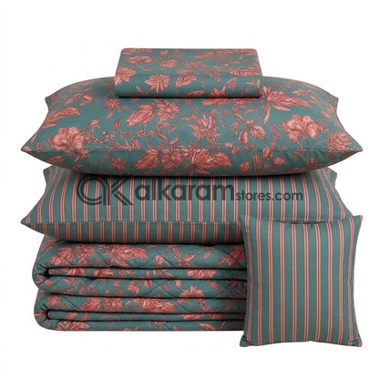 7pc Cotton Comforter Set Red Cherry