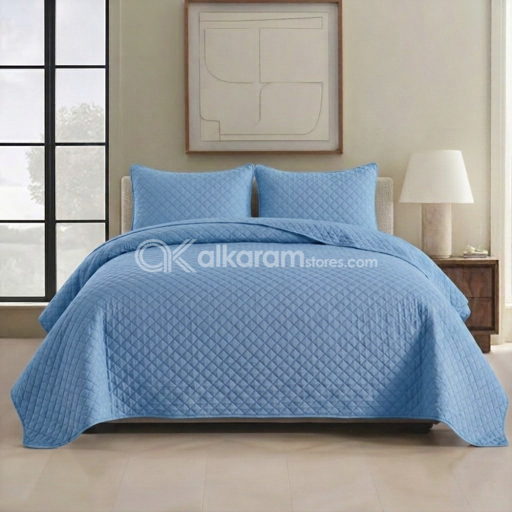 Sky Blue 3pc Bedspread