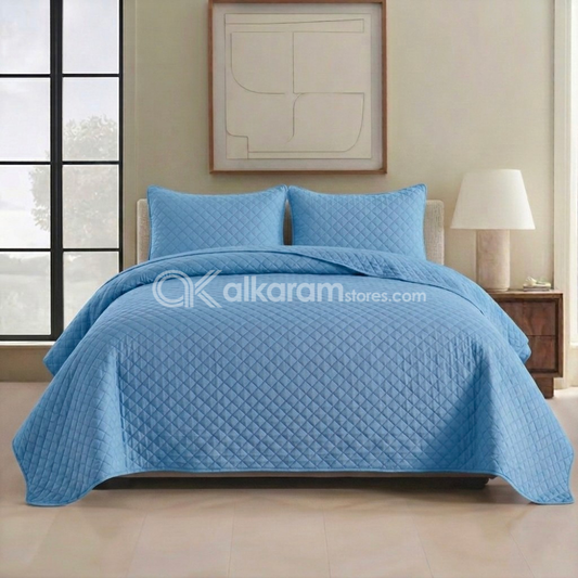 Sky Blue 3pc Bedspread