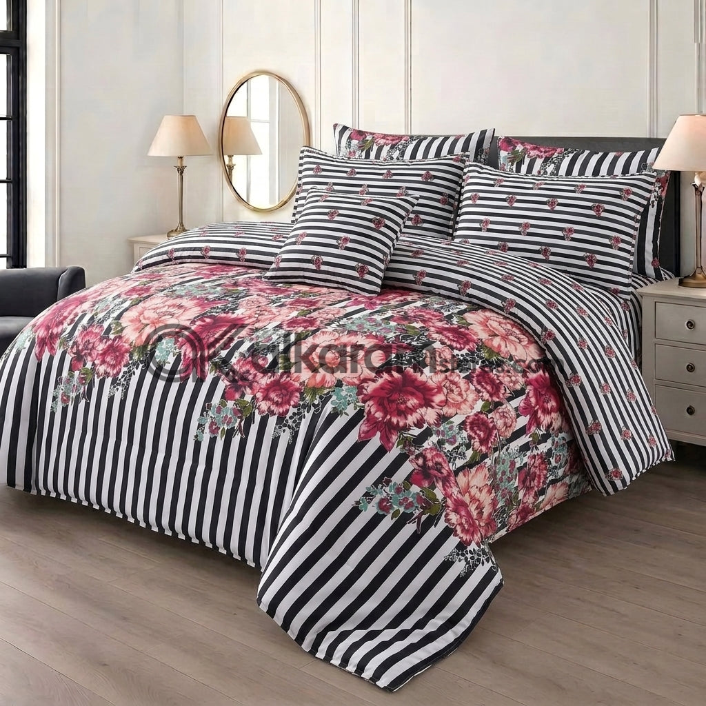 7pc Cotton Comforter Set White Zebra