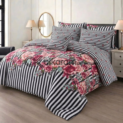 7pc Cotton Comforter Set White Zebra