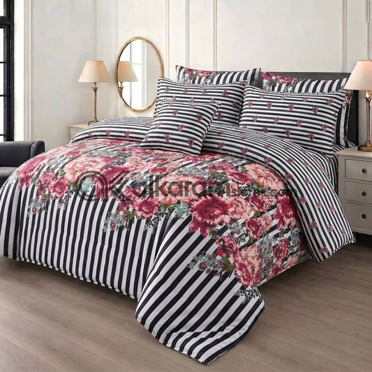 7pc Cotton Comforter Set White Zebra