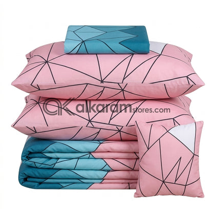 7pc Cotton Comforter Set Abstract Triangle