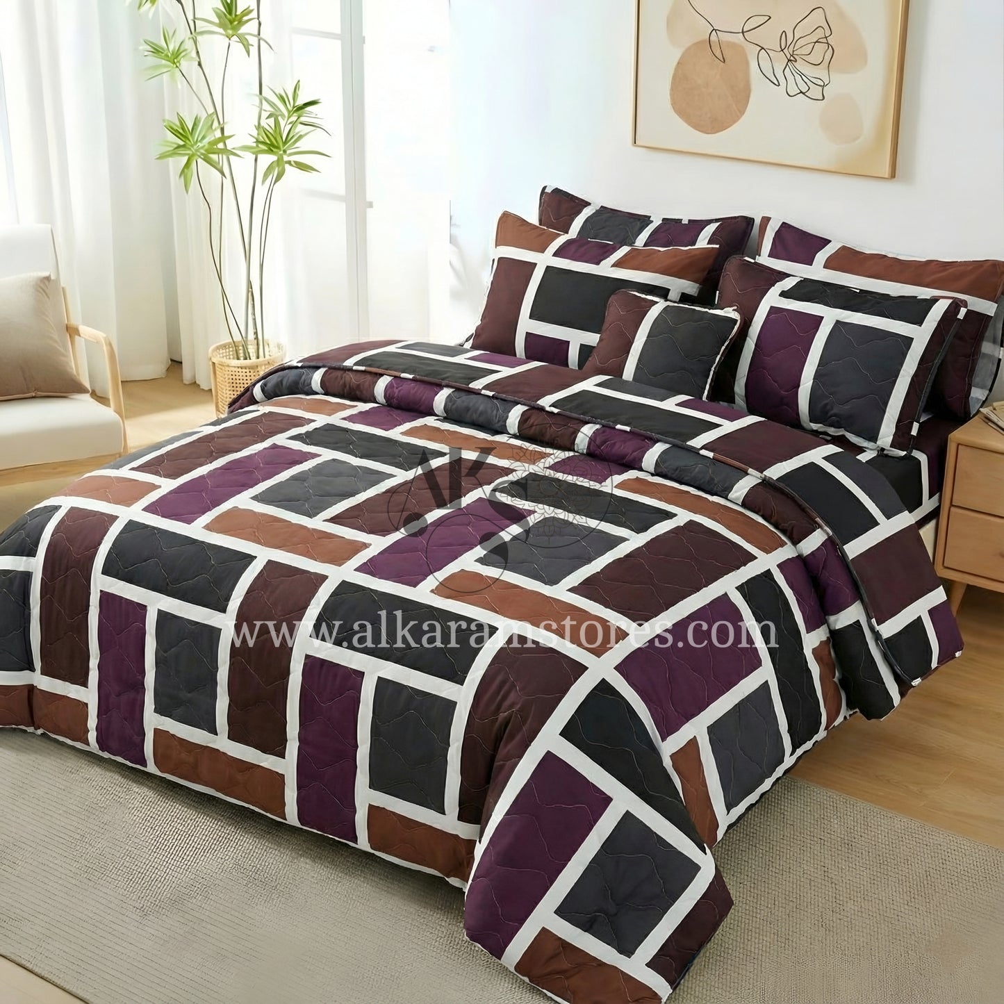 7pc Cotton Comforter Set Mehrage Bricks