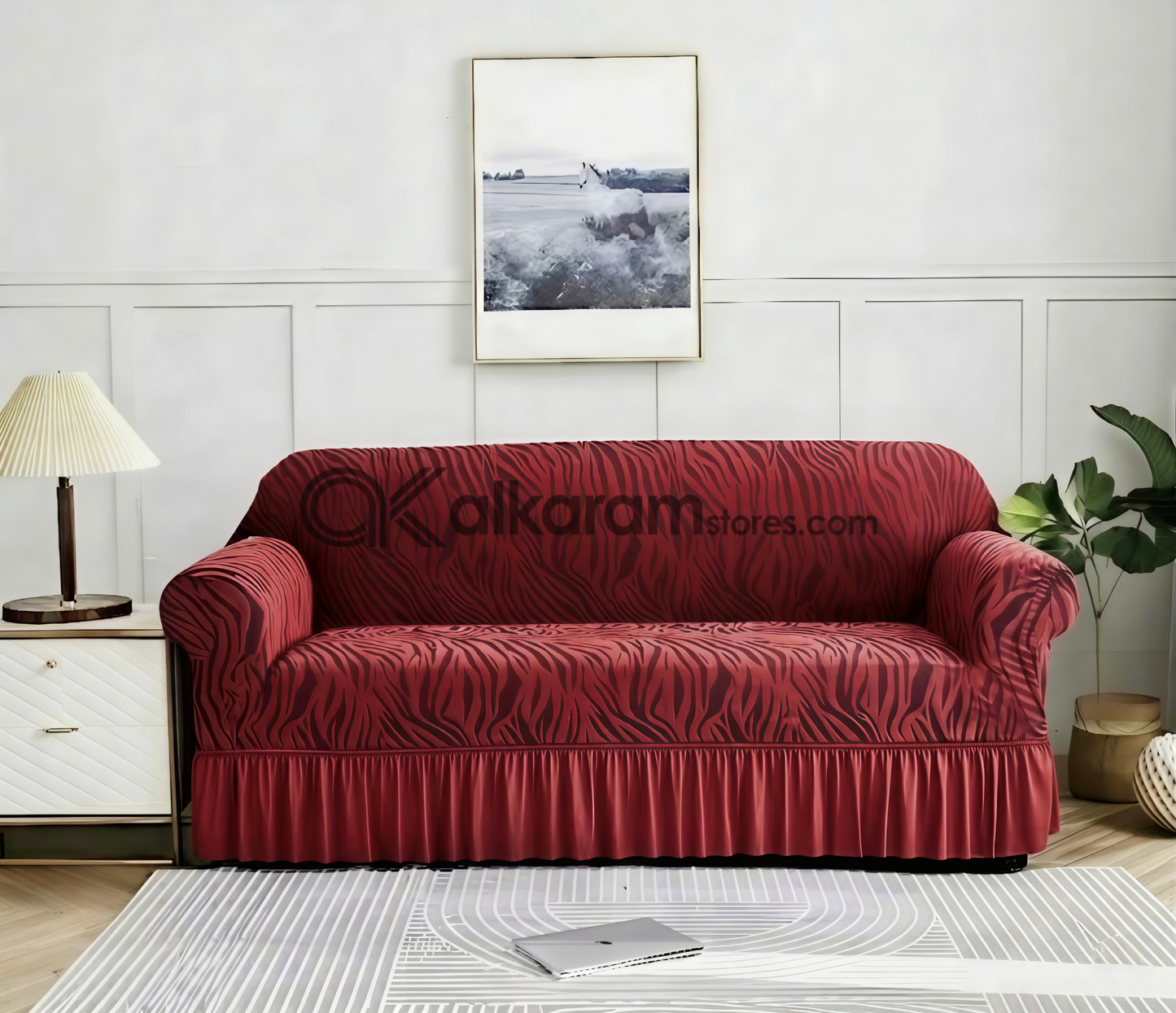 Zebra Red Mehroon Sofa Cover