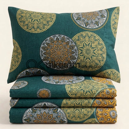 Crystal Cotton 3pc Bedsheet Green Mandala