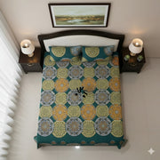 Crystal Cotton 3pc Bedsheet Green Medallion