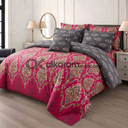 7pc CottonComforter Set Pink Crystal