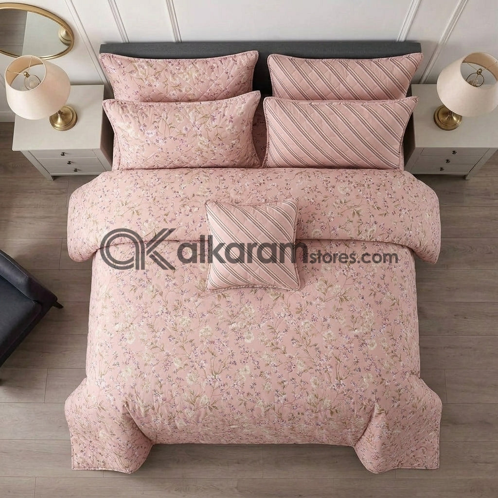 7pc Cotton Comforter Set Serenity Roses