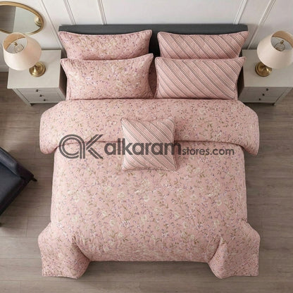 7pc Cotton Comforter Set Serenity Roses
