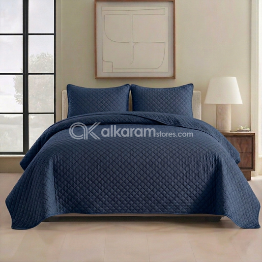 Dark Blue 3pc Bedspread