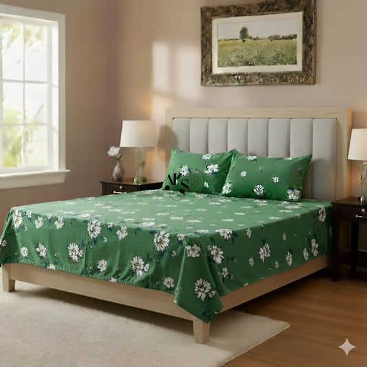 Crystal Cotton 3pc Bedsheet Seegreen